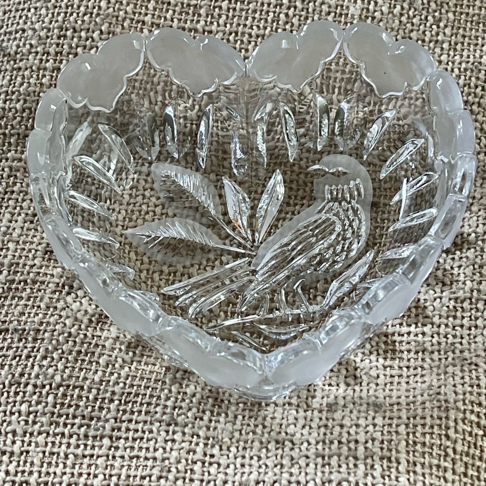 Vintage Hofbauer Byrdes Lead Crystal Heart-Shaped Trinket Dish